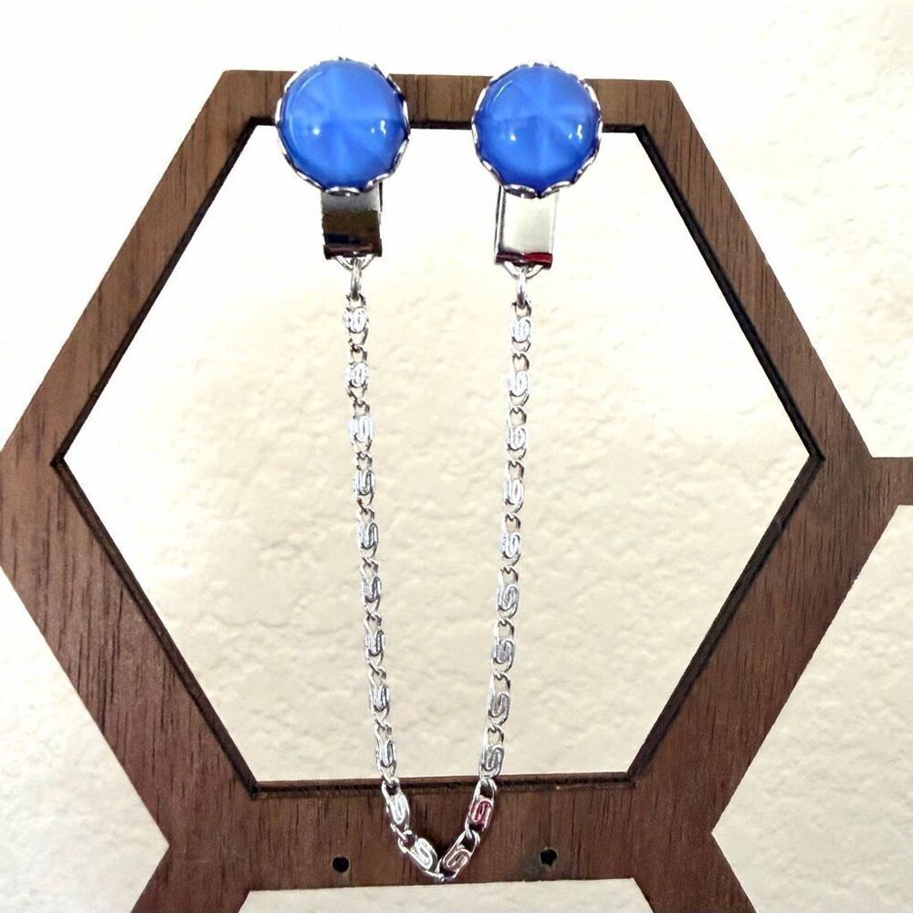 Vintage Blue Cat’s Eye Sweater Clips